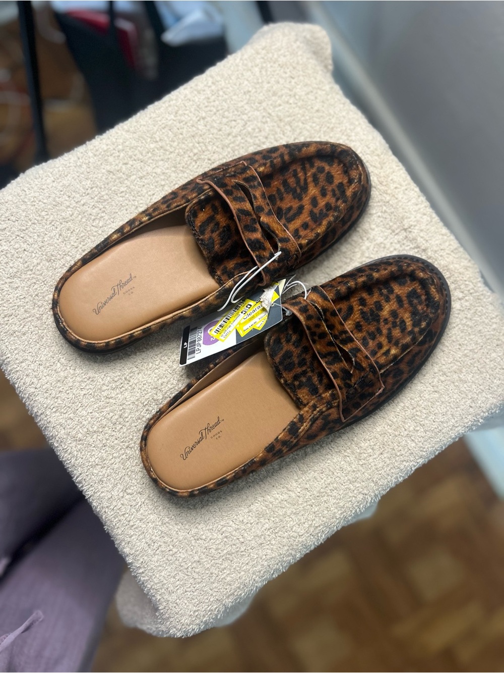 Universal Thread Leopard Print Mule Slides in Brown